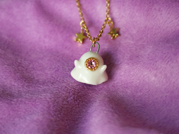 Ghostie Gem Necklace (Light Pink)