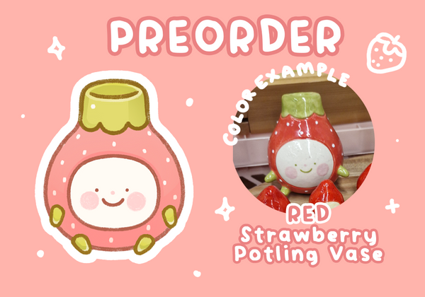 (MARCH SHIPPING) Preorder RED Strawberry Potling Vase