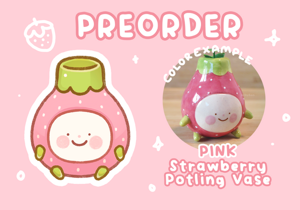 (MARCH SHIPPING) Preorder PINK Strawberry Potling Vase