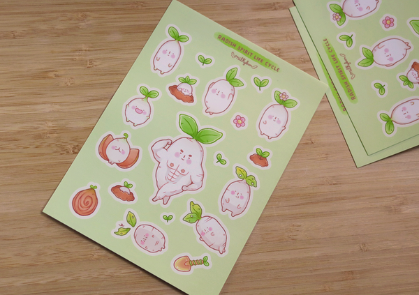 A6 Radish Life Cycle Matte Vinyl Stickers