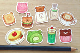 Hand Cut Beary Cafe Sticker Set
